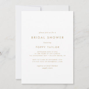 Chic Gold Typography Bridal Shower Invitation Kaart