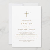 Chic Gold Typography Cross Baptisme Kaart (Voorkant)