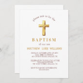 Chic Gold Typography Cross Baptisme Kaart (Voorkant / Achterkant)