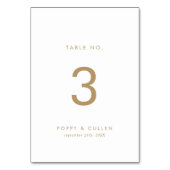 Chic Gold Typography Table Number Kaart (Voorkant)