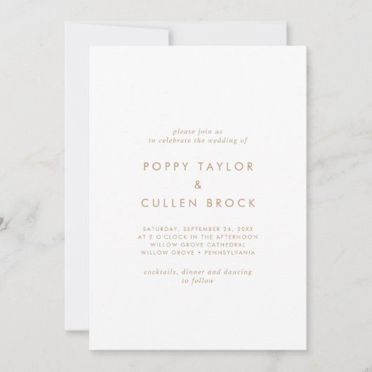 Chic Gold Typography The Wedding of Invitation Kaart (Voorkant)