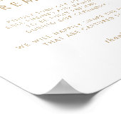 Chic Gold Typography Unplugged Ceremony Sign Poster (Hoek)