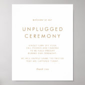 Chic Gold Typography Unplugged Ceremony Sign Poster (Voorkant)
