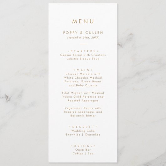 Chic Gold Typography Weddenrenmenu Menu (Voorkant)