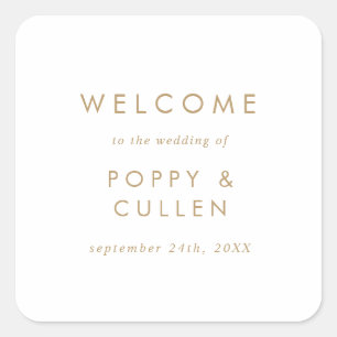 Chic Gold Typography Wedding Welcome Vierkante Sticker