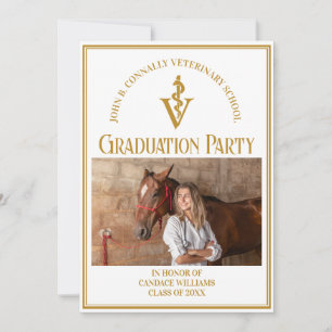 Chic Gold Veterinaire School Afstudeerfeest Kaart