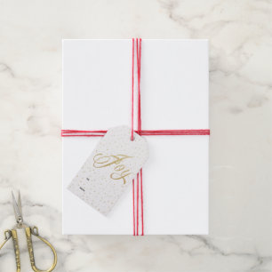 Chic Gold & White Joy kerstfeestdag Cadeaulabel