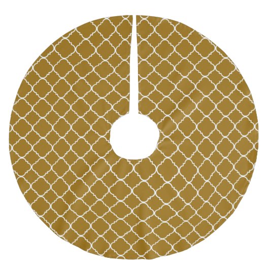 Chic Gold White Quatrefoil Kerstboom Rok (Voorkant)