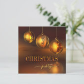 Chic Golden Baubles Christmas Party Invitation (Debout devant)
