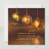Chic Golden Baubles Christmas Party Invitation (Dos)