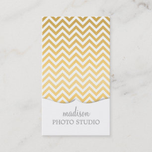 Chic Golden Chevron ZigZag Pattern *Fake* Gold Visitekaartje