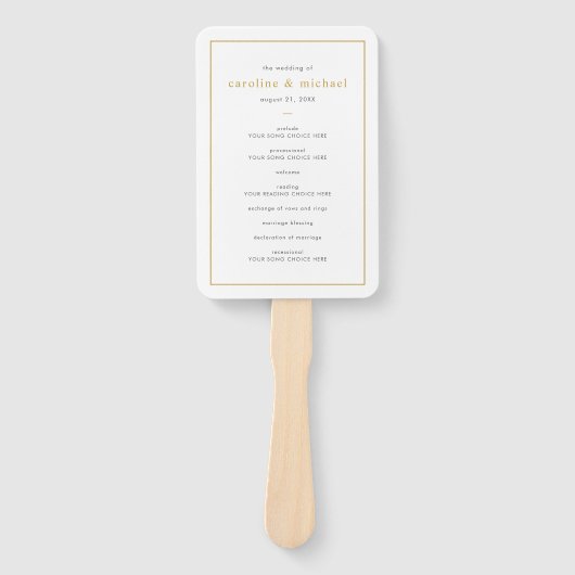 Chic Golden Ditzy Floral Wedding Programme Handwaaier (Voorkant)