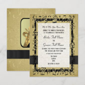 Chic golden elegant muziekvel formal bruiloft kaart (Voorkant / Achterkant)