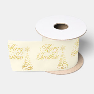 Chic Golden en Cream Yellow Merry Kerstmis Lint