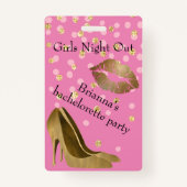 Chic Golden Stilettos Roze vrijgezellenfeest Badge (Achterkant)