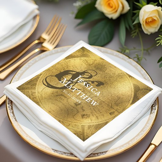 Chic Golden Wedding Servet