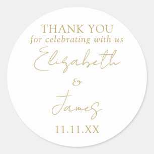 Chic Goud Elegant Script Trouwdag Bedankt Ronde Sticker