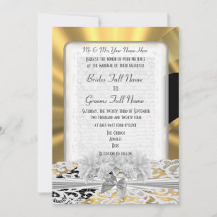 Chic goud elegante witte kant bruiloft kaart