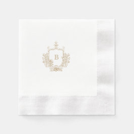 Chic Goud en Wit Crest Monogram Custom Wedding Servet