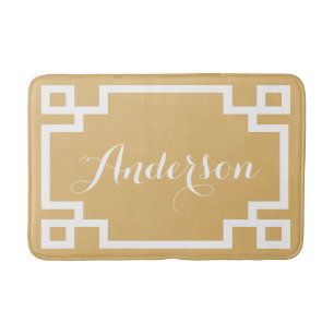 Chic Goud en Wit Grieks Key Custom Monogram Badmat