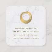 Chic Goud Geborsteld | Marmer Vierkante Visitekaartje (Achterkant)