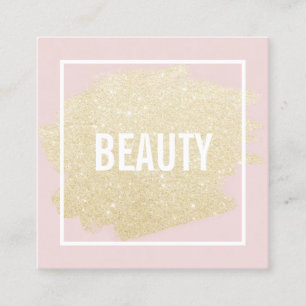 Chic goud glitter penseelstreek blos roze schoonhe vierkante visitekaartje