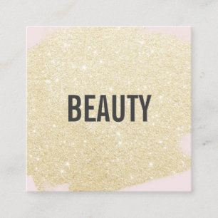 Chic goud glitter penseelstreek licht roze schoonh vierkante visitekaartje