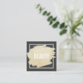 Chic goud glitter penseelstreek wit zwart schoonhe vierkante visitekaartje (Staand voorkant)