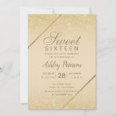 Chic goud glitter script ivoren foto Sweet 16 Kaart (Voorkant)