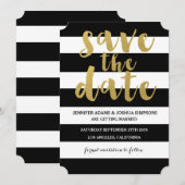 Chic Goud | Krachtige Zwarte Streep Save the Date (Voorkant / Achterkant)