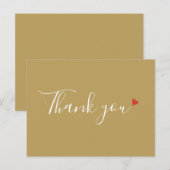 Chic Goud Rode Hart Script Bedankt voor uw Zakelij Briefkaart (Voorkant / Achterkant)