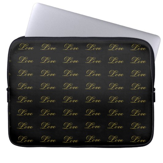 Chic Goud Schrift Witte Liefde Calligrafie Laptop Sleeve (Voorkant)