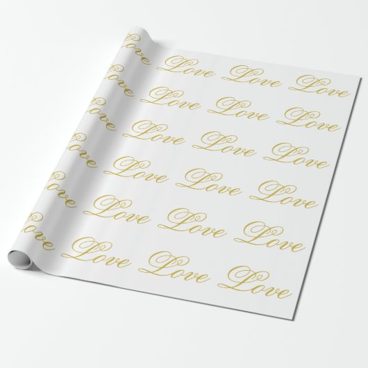 Chic Goud Schrift Witte Liefde Huwelijk Postzegel Cadeaupapier (Uitgerold)