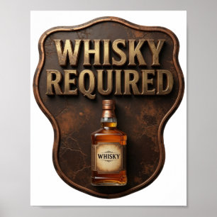 Chic Goud WHISKY REQUIRED Draagbare Kunst Poster