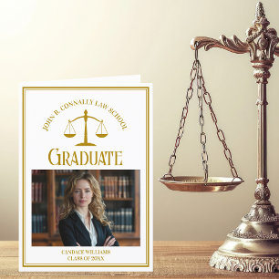 Chic gouden afstudeerfoto van de rechtenfaculteit  aankondiging