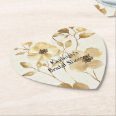 Chic Gouden Bloemen Bruidsuitnodiging Kartonnen Onderzetters (Gekanteld)