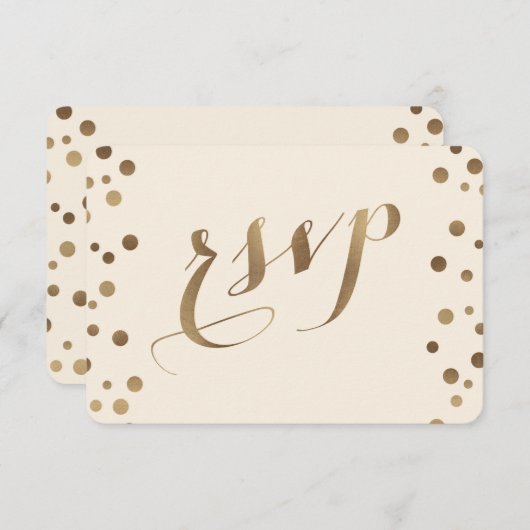Chic Gouden Confetti Liefde Champagne Trouw RSVP (Voorkant / Achterkant)