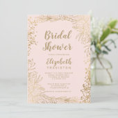 Chic gouden florale confetti blush roze vrijgezell kaart (Staand voorkant)
