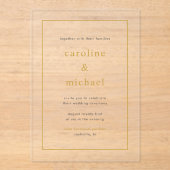Chic Gouden Geel Modern Minimal Wedding Acryl Uitnodigingen (Voorkant)