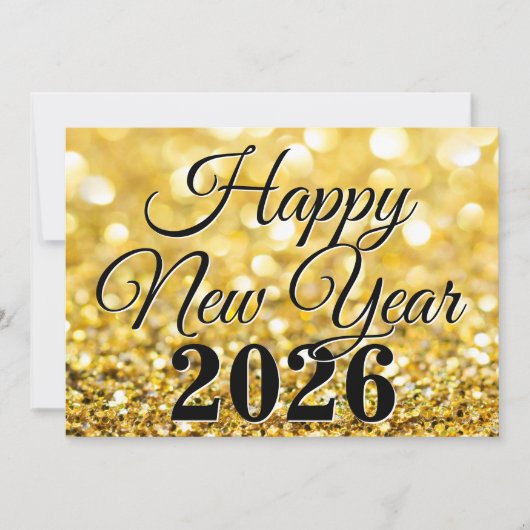 Chic Gouden Gelukkig Nieuwjaar 2026 Aangepast Feestdagenkaart (Voorkant)