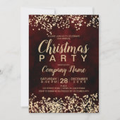 Chic gouden glitter rode corporate kerstfeest kaart (Voorkant)