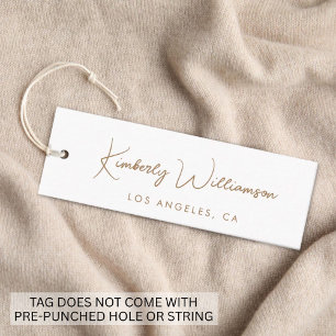 Chic gouden handtekening schrift witte hangtag mini visitekaartje