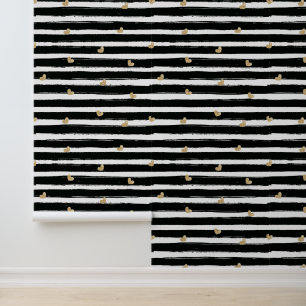 Chic Gouden Harten Zwarte Lijnen Kamer Behang
