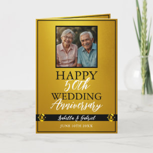 Chic Gouden Ouders Foto 50ste Verjaardag Kaart
