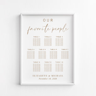 Chic gouden script 10 tafel bruiloft zitplaats cha poster