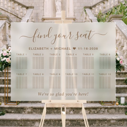 Chic gouden script 12 Tafel Trouw zitplaatsen Vors Acryl Bord