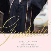 Chic Gouden Script Boog Roze Verloopfoto Afstudere Aankondiging