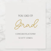 Chic gouden script grad fleslabel wijn etiket (Enkel label)
