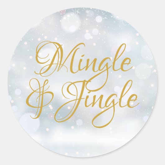 Chic Gouden Script Mingle Jingle Kerstvakantie  Ronde Sticker (Voorkant)