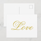 Chic Gouden Script Witte Liefde Calligrafie Bruilo Briefkaart (Voorkant / Achterkant)